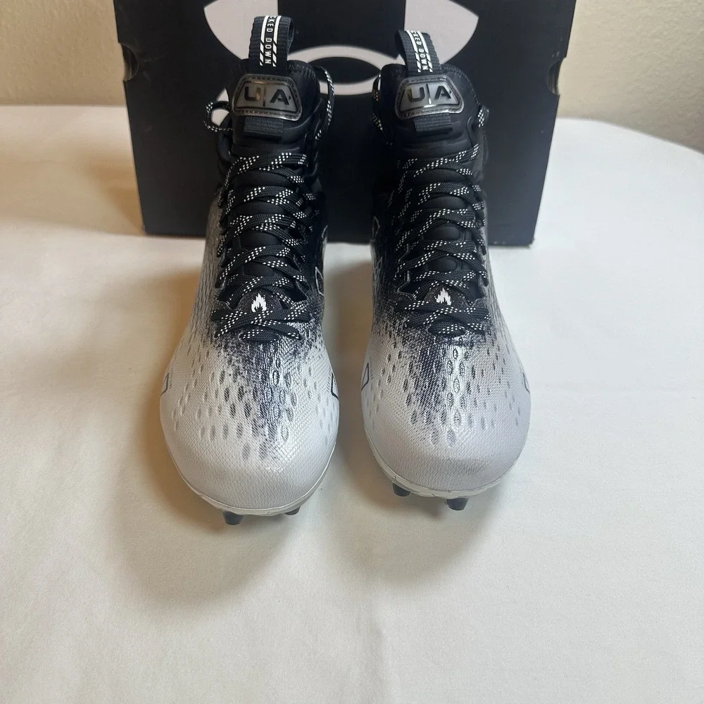 Under Armour Spotlight LUX MC 2.0 Mens Shoes Black White Football Cleats Size 10